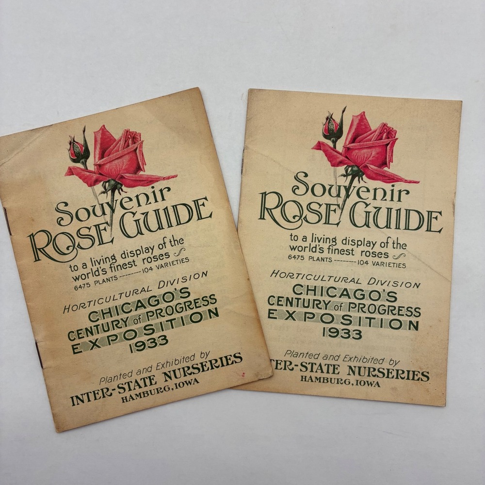 1933 Chicago World's Fair Souvenir Rose Guide Inter-State Nurseries 2 Booklets